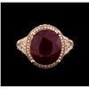 Image 2 : 14KT Rose Gold 6.96 ctw Ruby and Diamond Ring