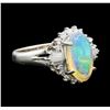 Image 1 : Opal and Diamond Ring - Platinum