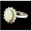 Image 1 : Opal and Diamond Ring - Platinum