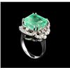 Image 4 : GIA Cert 11.70 ctw Emerald and Diamond Ring - 14KT White Gold