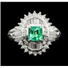 Image 2 : 0.58 ctw Emerald and Diamond Ring - Platinum