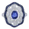 Image 1 : 1.61 ctw Sapphire and Diamond Ring - 18KT White Gold