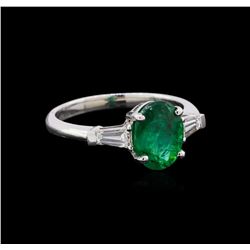 1.54 ctw Emerald and Diamond Ring - 14KT White Gold