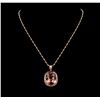 Image 2 : 14KT Rose Gold 29.85 ctw Morganite and Diamond Pendant With Chain