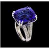 Image 4 : GIA Cert 20.37 ctw Tanzanite and Diamond Ring - 14KT White Gold