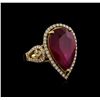 Image 1 : 14KT Yellow Gold 8.67 ctw Ruby and Diamond Ring