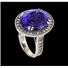 Image 4 : GIA Cert 15.48 ctw Tanzanite and Diamond Ring - 14KT White Gold