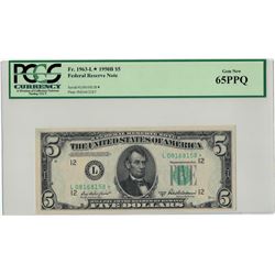 1950-B $5 PCGS Gem New 65PPQ Federal Reserve Note