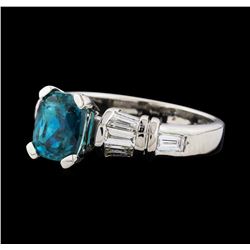 3.12 ctw Blue Zircon and Diamond Ring - Platinum