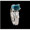 Image 4 : 3.12 ctw Blue Zircon and Diamond Ring - Platinum