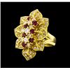 Image 1 : Ruby and Diamond Ring - 18KT Yellow Gold