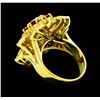 Image 3 : Ruby and Diamond Ring - 18KT Yellow Gold