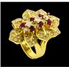 Image 4 : Ruby and Diamond Ring - 18KT Yellow Gold