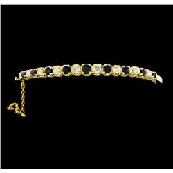 2.00 ctw Sapphire and Diamond Bangle Bracelet - 14KT Yellow Gold