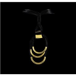 Multi Strand Leather Necklace - Gold Plated