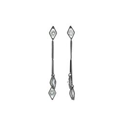 Diamond Shaped Detail Earrings - Black Rhodium Plated