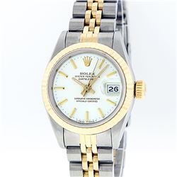 Rolex Two-Tone White Index Fluted Bezel DateJust Ladies Watch