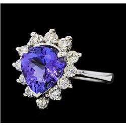 2.76 ctw Tanzanite and Diamond Ring - 14KT White Gold