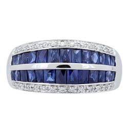 2.18 ctw Sapphire and Diamond Ring - 14KT White Gold