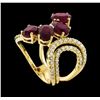 Image 4 : 4.73 ctw Ruby and Diamond Ring - 14KT Yellow Gold