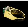 Image 3 : 1.00 ctw Emerald and Diamond Ring - 18KT Yellow Gold