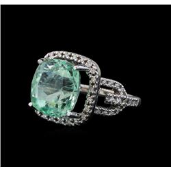 10.37 ctw Emerald and Diamond Ring - 14KT White Gold