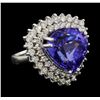 Image 1 : 12.81 ctw Tanzanite and Diamond Ring - 14KT White Gold