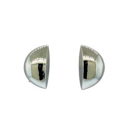 Half Moon Satin Earrings - Rhodium Plated