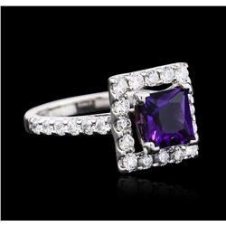 14KT White Gold 2.00 ctw Amethyst and Diamond Ring