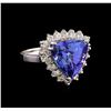 Image 1 : 1.4 ctw Tanzanite and Diamond Ring - 14KT White Gold