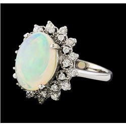 3.20 ctw Opal and Diamond Ring - 14KT White Gold