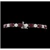 Image 3 : 18.68 ctw Ruby and Diamond Bracelet - 14KT White Gold