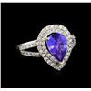 Image 1 : 1.70 ctw Tanzanite and Diamond Ring - 18KT White Gold