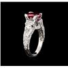 Image 4 : 1.07 ctw Ruby and Diamond Ring - 18KT White Gold