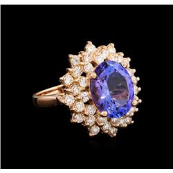 5.47 ctw Tanzanite and Diamond Ring - 14KT Rose Gold