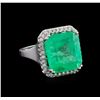 Image 1 : GIA Cert 12.69 ctw Emerald and Diamond Ring - 14KT White Gold