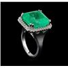 Image 4 : GIA Cert 12.69 ctw Emerald and Diamond Ring - 14KT White Gold