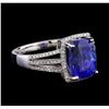 Image 1 : 4.07 ctw Tanzanite and Diamond Ring - 14KT White Gold