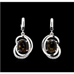 4.15 ctw Tourmaline and Diamond Earrings - 14KT White Gold