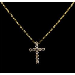 0.31 ctw Diamond Cross Pendant With Chain - 14KT Yellow Gold