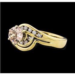 0.70 ctw Morganite and Diamond Ring - 14KT Yellow Gold