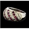 Image 1 : 1.15 ctw Diamond and Ruby Ring - Platinum