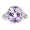Image 1 : 7.02 ctw Kunzite and Diamond Ring - 14KT White Gold