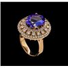 Image 4 : 5.50 ctw Tanzanite and Diamond Ring - 14KT Rose Gold