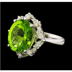 5.89 ctw Peridot and Diamond Ring - Platinum