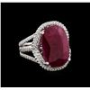 Image 1 : GIA Cert 12.23 ctw Ruby and Diamond Ring - 14KT White Gold