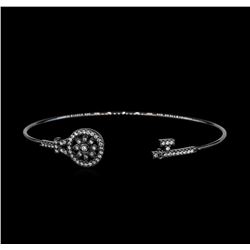 CZ Key Open Bangle Bracelet - Black Rhodium Plated