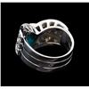 Image 3 : 2.00 ctw Turquoise and Diamond V-Shape Ring - 18KT White Gold