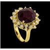 Image 4 : 8.91 ctw Ruby and Diamond Ring - 14KT Yellow Gold