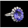 Image 1 : 14KT White Gold 7.48 ctw Tanzanite and Diamond Ring